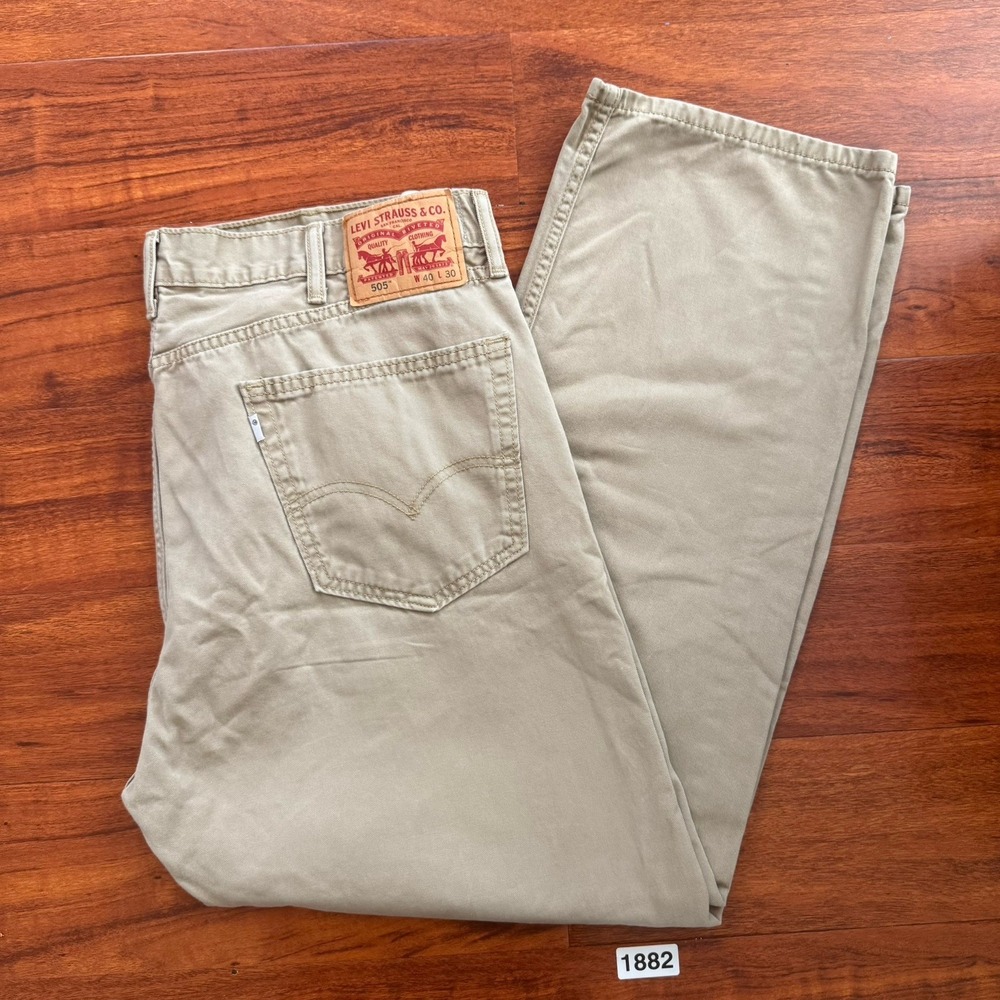 Levi 505 Mens Jeans Size 40x30 Denim Straight Leg Cotton Khaki Please See